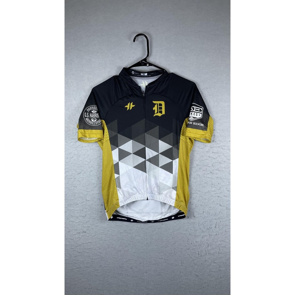 Hyperthreads Davis‎ Mountain Bike Team Cycling Jersey Small Black Gold Full Zip